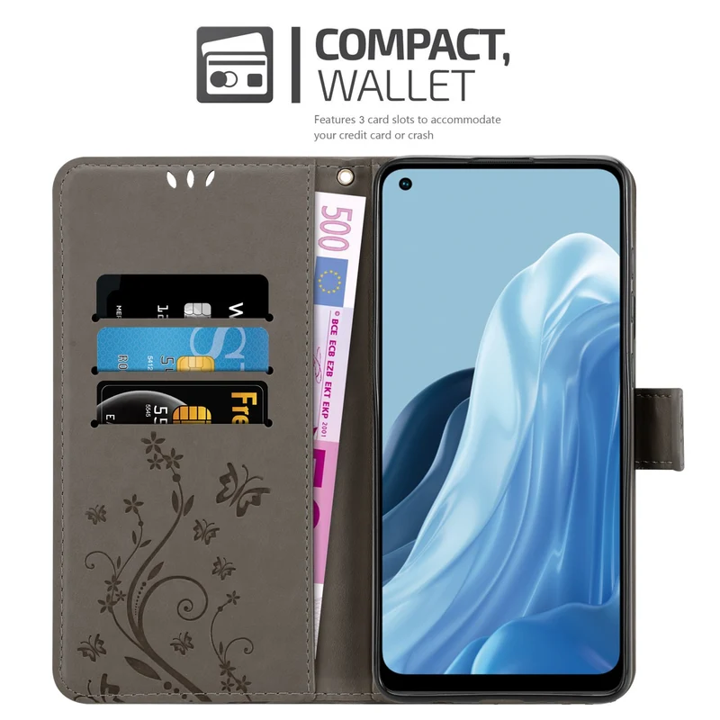 Cadorabo Hülle kompatibel mit Realme 7 5G Schutzhülle im Blumen Design mit Magnetverschluss, Standfunktion und Kartenfächern
