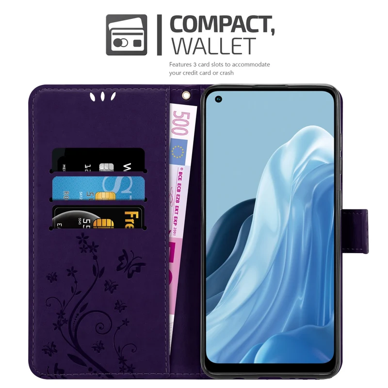 Cadorabo Hülle kompatibel mit Realme 7 5G Schutzhülle im Blumen Design mit Magnetverschluss, Standfunktion und Kartenfächern