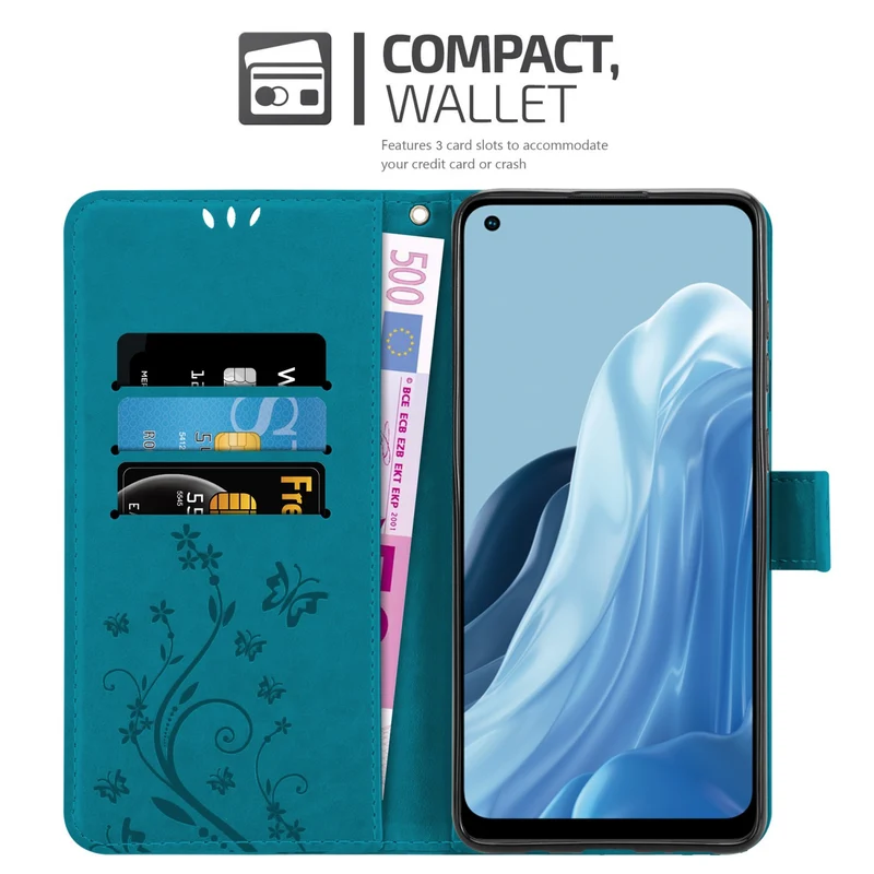 Cadorabo Hülle kompatibel mit Realme 7 5G Schutzhülle im Blumen Design mit Magnetverschluss, Standfunktion und Kartenfächern