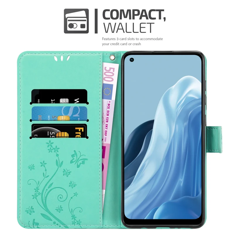Cadorabo Hülle kompatibel mit Realme 7 5G Schutzhülle im Blumen Design mit Magnetverschluss, Standfunktion und Kartenfächern