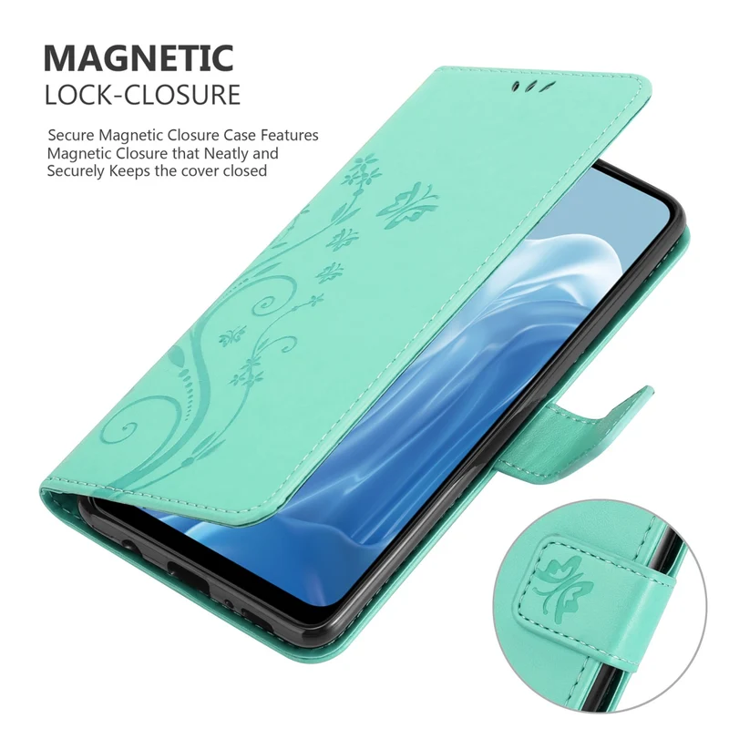 Cadorabo Hülle kompatibel mit Realme 7 5G Schutzhülle im Blumen Design mit Magnetverschluss, Standfunktion und Kartenfächern