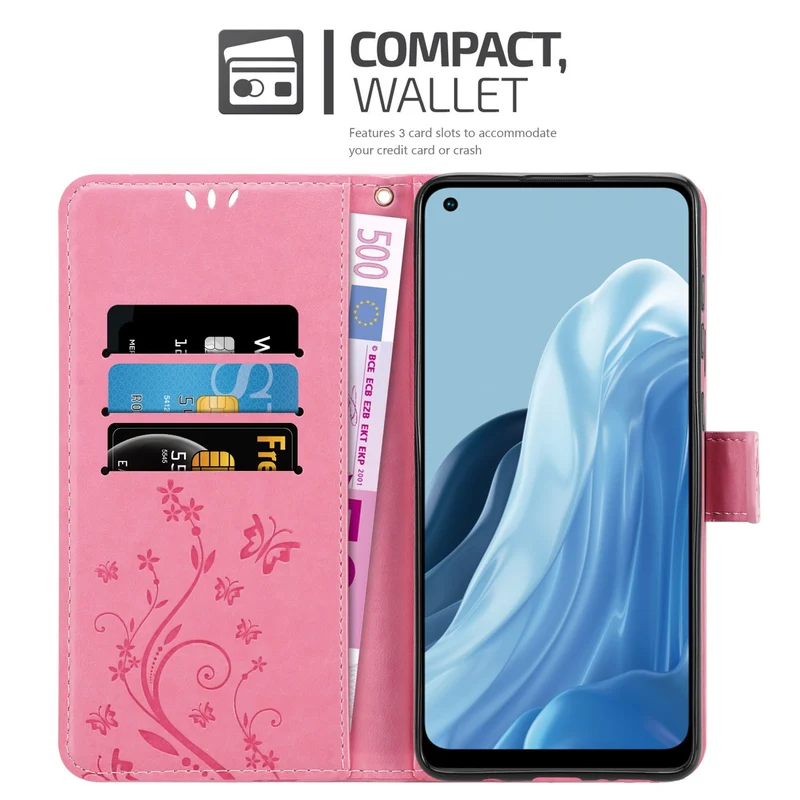 Cadorabo Hülle kompatibel mit Realme 7 5G Schutzhülle im Blumen Design mit Magnetverschluss, Standfunktion und Kartenfächern