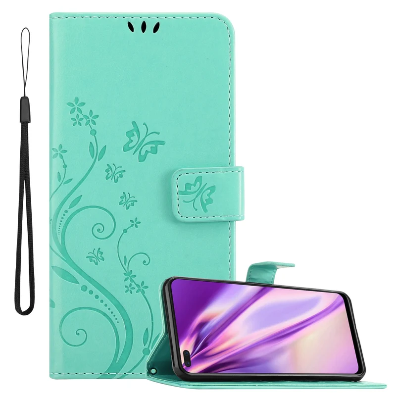 Cadorabo Hülle kompatibel mit Realme 6 PRO Schutzhülle im Blumen Design mit Magnetverschluss, Standfunktion und Kartenfächern