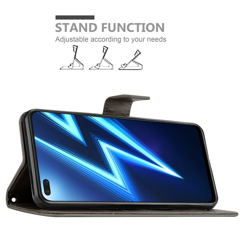 Cadorabo Hülle kompatibel mit Realme 6 PRO Schutzhülle im Blumen Design mit Magnetverschluss, Standfunktion und Kartenfächern