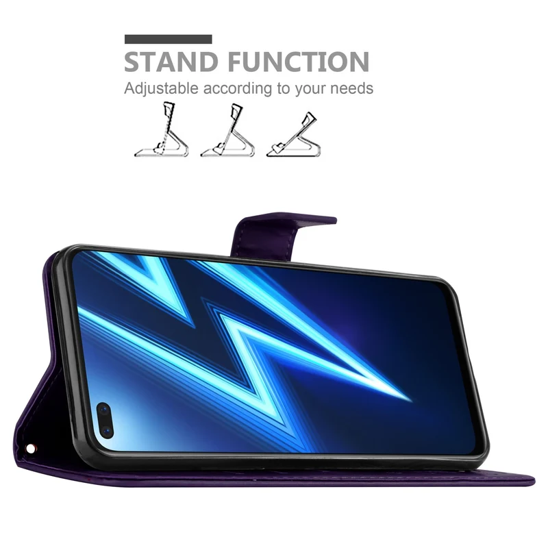 Cadorabo Hülle kompatibel mit Realme 6 PRO Schutzhülle im Blumen Design mit Magnetverschluss, Standfunktion und Kartenfächern