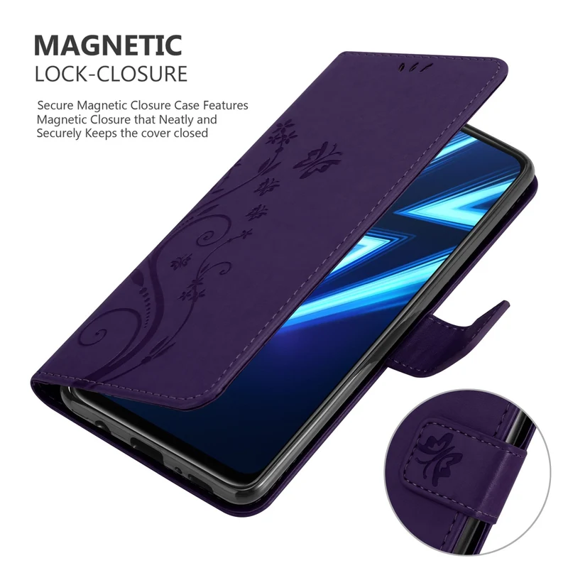 Cadorabo Hülle kompatibel mit Realme 6 PRO Schutzhülle im Blumen Design mit Magnetverschluss, Standfunktion und Kartenfächern