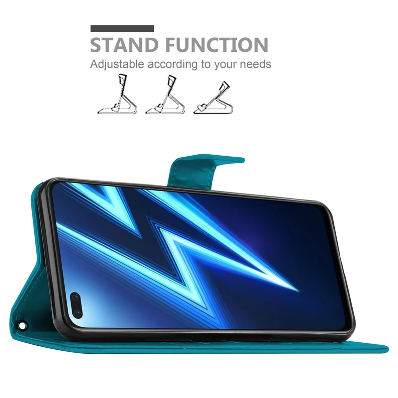 Cadorabo Hülle kompatibel mit Realme 6 PRO Schutzhülle im Blumen Design mit Magnetverschluss, Standfunktion und Kartenfächern