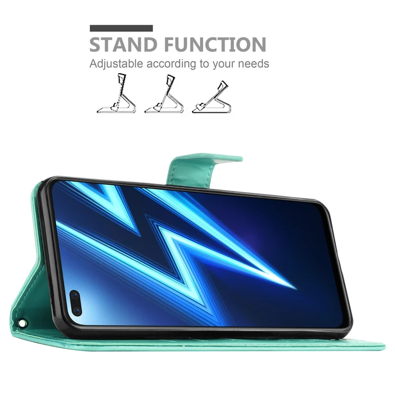 Cadorabo Hülle kompatibel mit Realme 6 PRO Schutzhülle im Blumen Design mit Magnetverschluss, Standfunktion und Kartenfächern