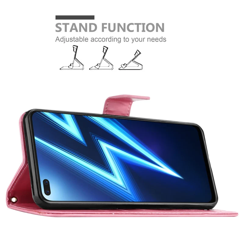 Cadorabo Hülle kompatibel mit Realme 6 PRO Schutzhülle im Blumen Design mit Magnetverschluss, Standfunktion und Kartenfächern