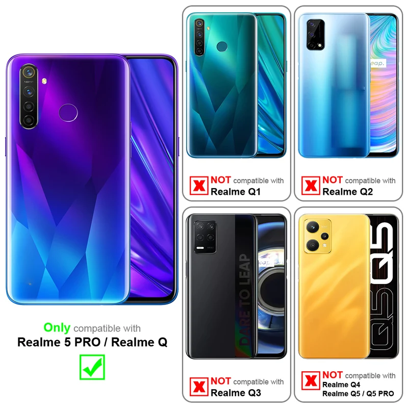 Cadorabo Hülle kompatibel mit Realme 5 PRO / Realme Q Schutzhülle im Blumen Design mit Magnetverschluss, Standfunktion und Kartenfächern