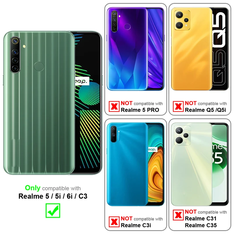 Cadorabo Hülle kompatibel mit Realme 5 / 5i / 6i / C3 Schutzhülle im Blumen Design mit Magnetverschluss, Standfunktion und Kartenfächern