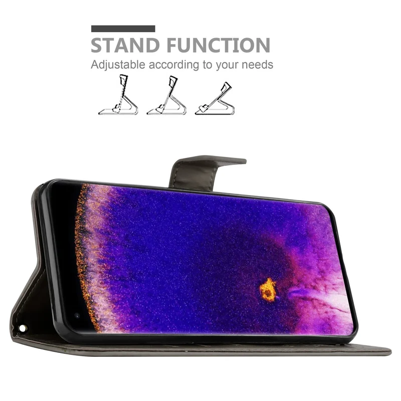 Cadorabo Hülle kompatibel mit Oppo FIND X5 PRO Schutzhülle im Blumen Design mit Magnetverschluss, Standfunktion und Kartenfächern