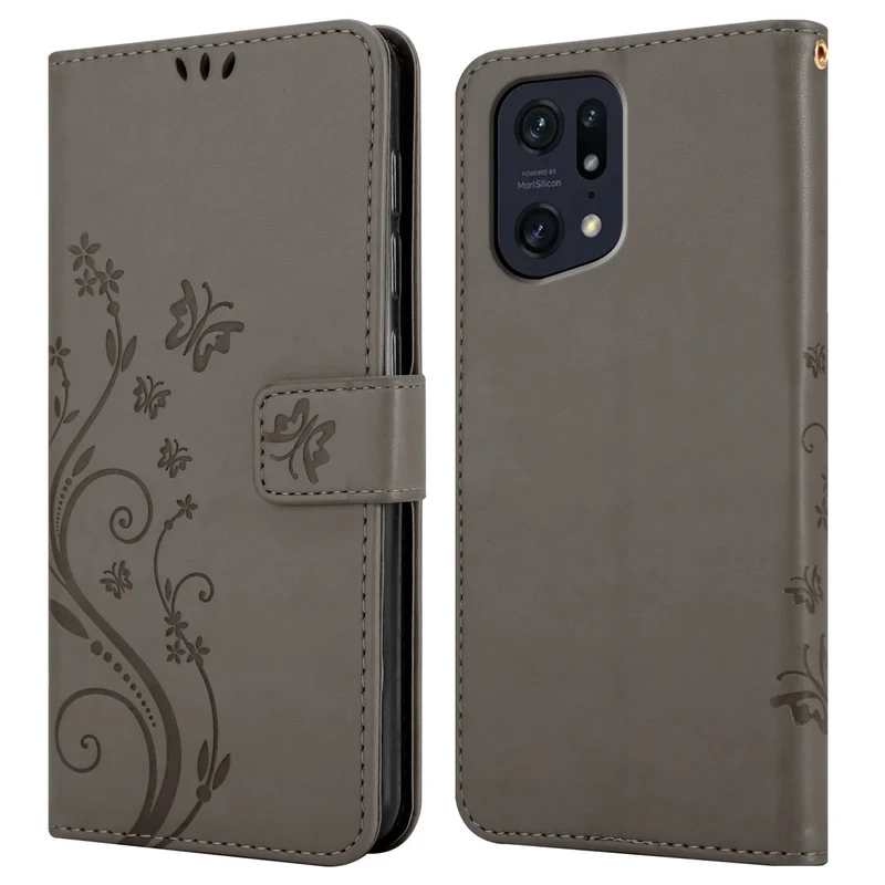 Cadorabo Hülle kompatibel mit Oppo FIND X5 PRO Schutzhülle im Blumen Design mit Magnetverschluss, Standfunktion und Kartenfächern