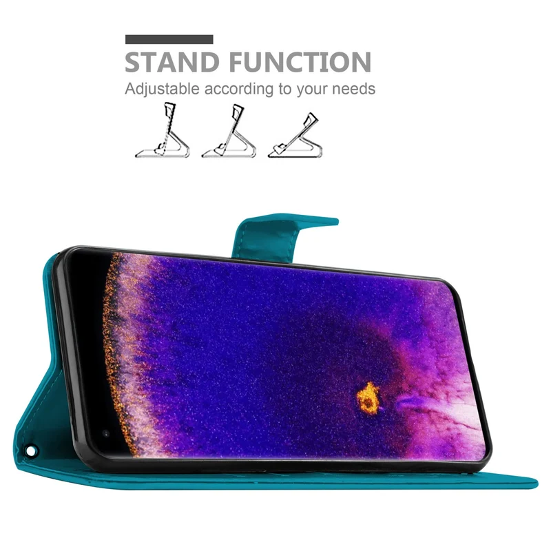 Cadorabo Hülle kompatibel mit Oppo FIND X5 PRO Schutzhülle im Blumen Design mit Magnetverschluss, Standfunktion und Kartenfächern