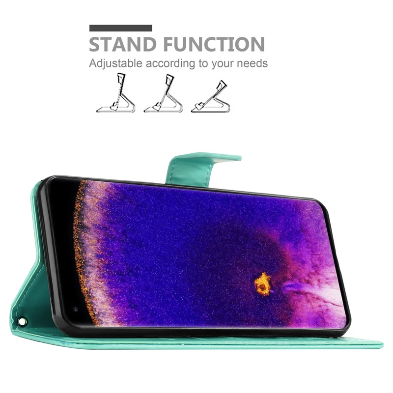 Cadorabo Hülle kompatibel mit Oppo FIND X5 PRO Schutzhülle im Blumen Design mit Magnetverschluss, Standfunktion und Kartenfächern