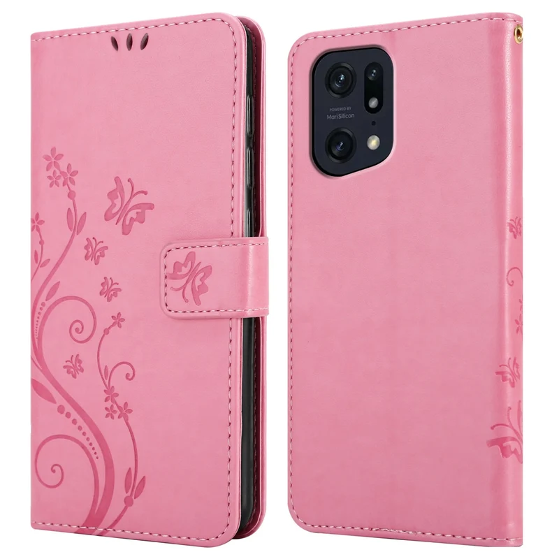 Cadorabo Hülle kompatibel mit Oppo FIND X5 PRO Schutzhülle im Blumen Design mit Magnetverschluss, Standfunktion und Kartenfächern