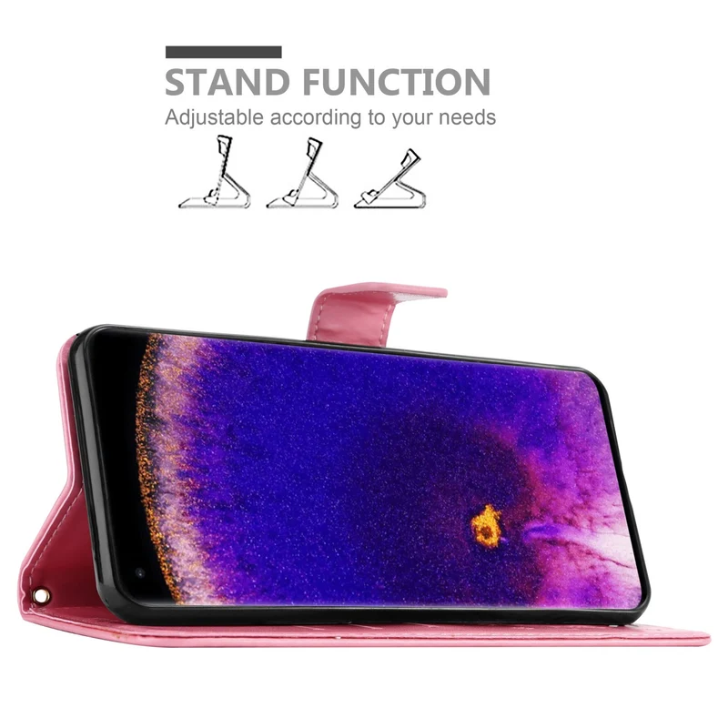 Cadorabo Hülle kompatibel mit Oppo FIND X5 PRO Schutzhülle im Blumen Design mit Magnetverschluss, Standfunktion und Kartenfächern