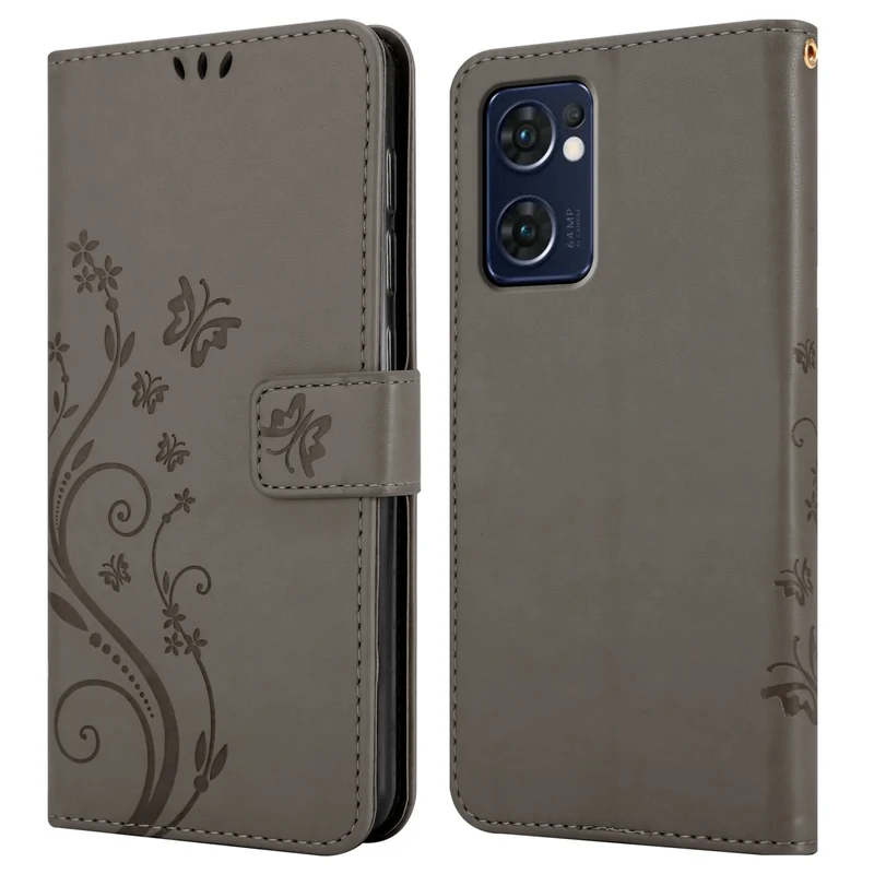 Cadorabo Hülle kompatibel mit Oppo FIND X5 LITE / Reno7 5G Schutzhülle im Blumen Design mit Magnetverschluss, Standfunktion und Kartenfächern
