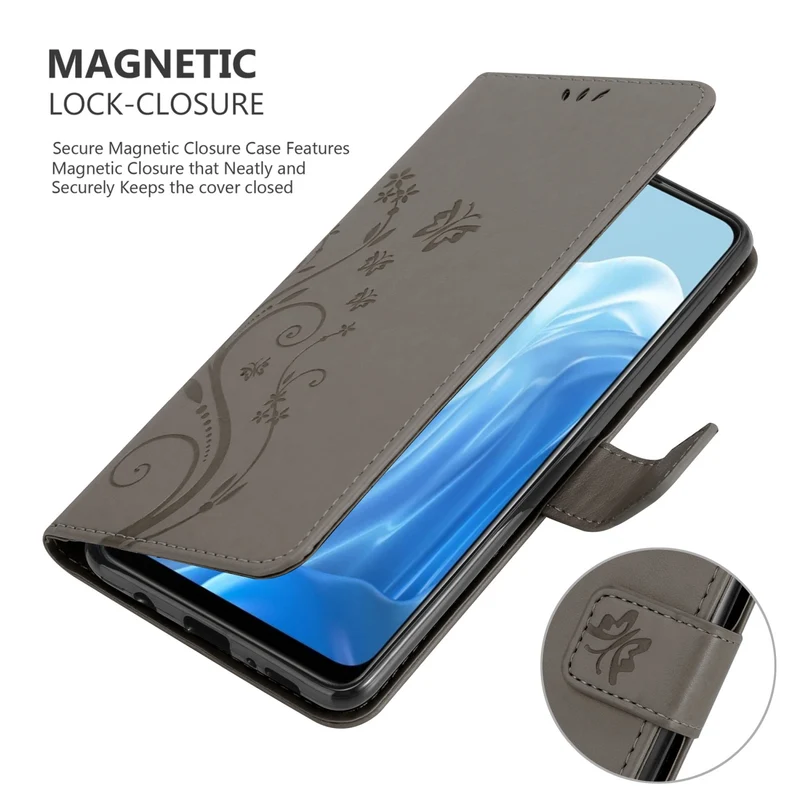 Cadorabo Hülle kompatibel mit Oppo FIND X5 LITE / Reno7 5G Schutzhülle im Blumen Design mit Magnetverschluss, Standfunktion und Kartenfächern