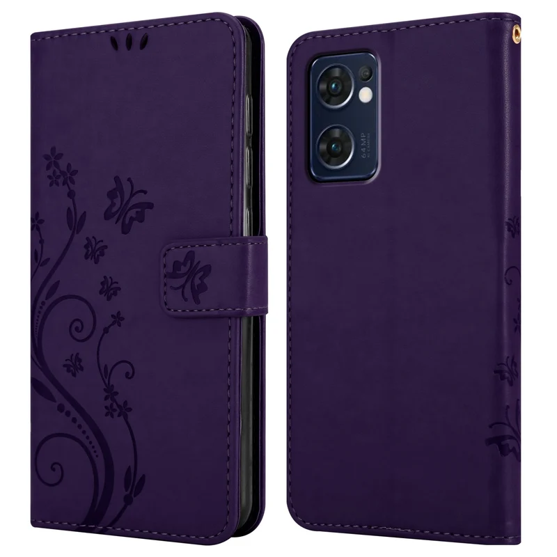 Cadorabo Hülle kompatibel mit Oppo FIND X5 LITE / Reno7 5G Schutzhülle im Blumen Design mit Magnetverschluss, Standfunktion und Kartenfächern