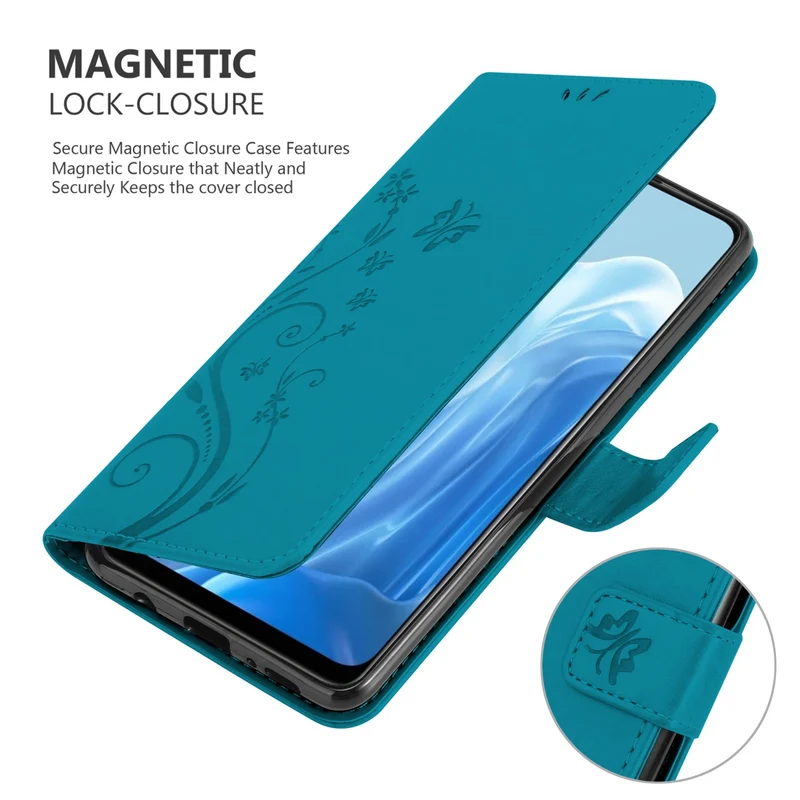 Cadorabo Hülle kompatibel mit Oppo FIND X5 LITE / Reno7 5G Schutzhülle im Blumen Design mit Magnetverschluss, Standfunktion und Kartenfächern