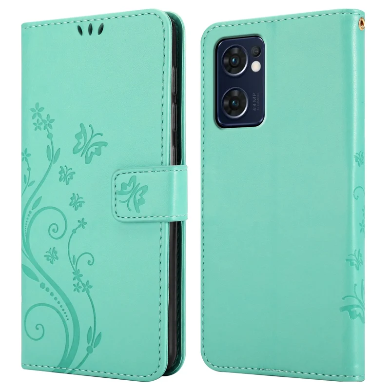 Cadorabo Hülle kompatibel mit Oppo FIND X5 LITE / Reno7 5G Schutzhülle im Blumen Design mit Magnetverschluss, Standfunktion und Kartenfächern
