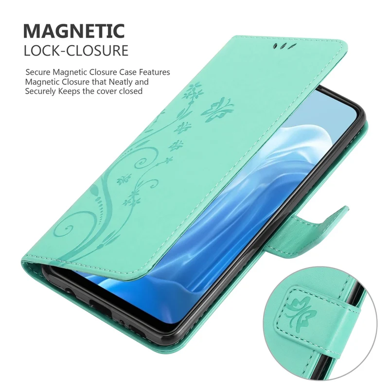 Cadorabo Hülle kompatibel mit Oppo FIND X5 LITE / Reno7 5G Schutzhülle im Blumen Design mit Magnetverschluss, Standfunktion und Kartenfächern