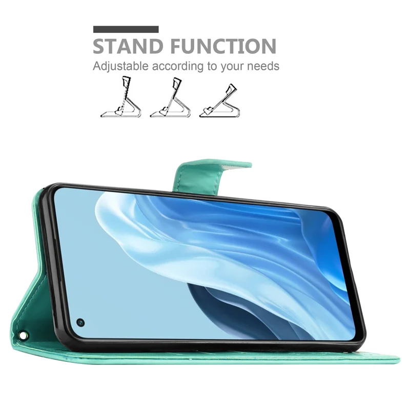 Cadorabo Hülle kompatibel mit Oppo FIND X5 LITE / Reno7 5G Schutzhülle im Blumen Design mit Magnetverschluss, Standfunktion und Kartenfächern