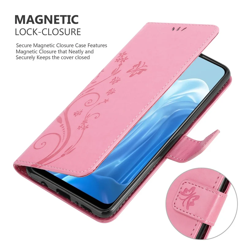Cadorabo Hülle kompatibel mit Oppo FIND X5 LITE / Reno7 5G Schutzhülle im Blumen Design mit Magnetverschluss, Standfunktion und Kartenfächern