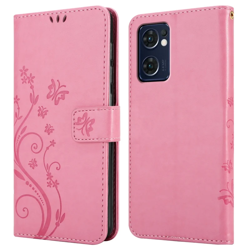 Cadorabo Hülle kompatibel mit Oppo FIND X5 LITE / Reno7 5G Schutzhülle im Blumen Design mit Magnetverschluss, Standfunktion und Kartenfächern