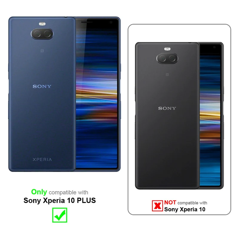Cadorabo Hülle kompatibel mit Sony Xperia 10 PLUS Schutzhülle mit Magnetverschluss, Standfunktion und Kartenfach