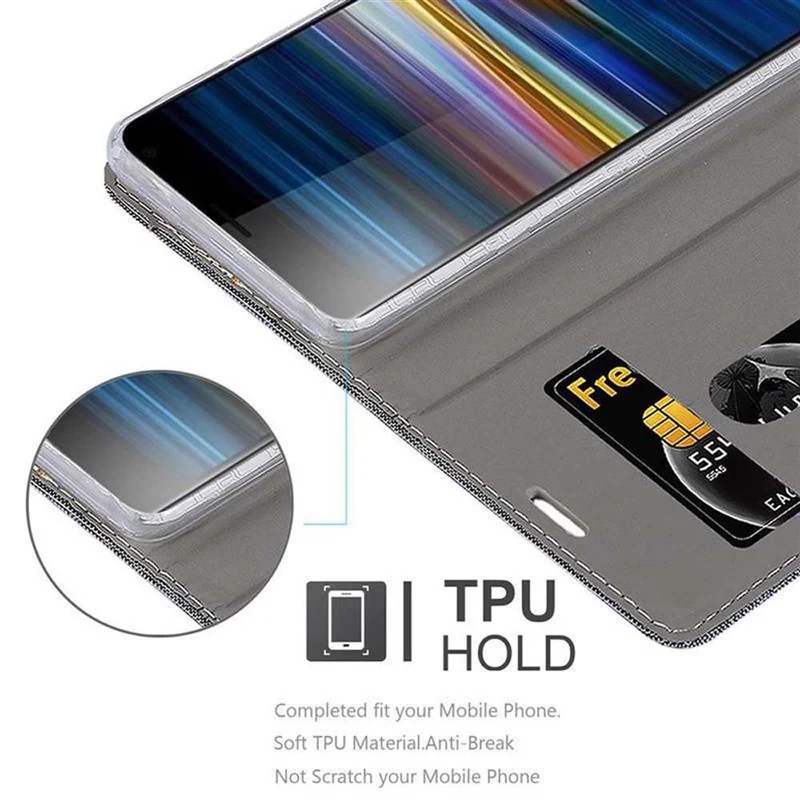 Cadorabo Hülle kompatibel mit Sony Xperia 10 / Xperia XA3 Schutzhülle mit Magnetverschluss, Standfunktion und Kartenfach