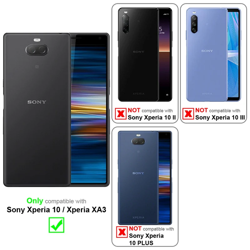 Cadorabo Hülle kompatibel mit Sony Xperia 10 / Xperia XA3 Schutzhülle mit Magnetverschluss, Standfunktion und Kartenfach