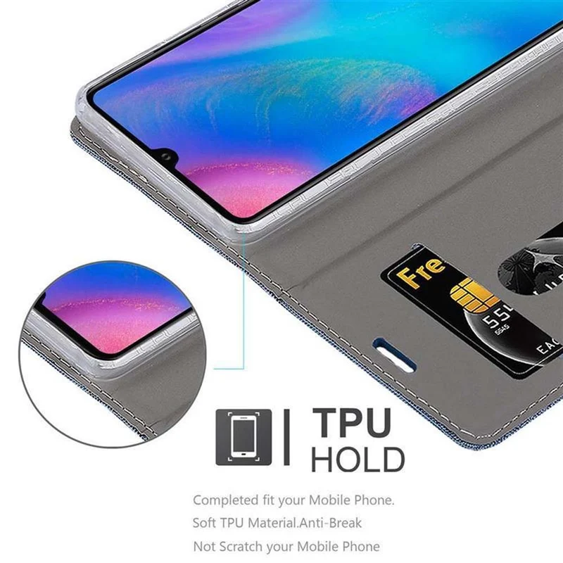 Cadorabo Hülle kompatibel mit Huawei P30 Schutzhülle mit Magnetverschluss, Standfunktion und Kartenfach