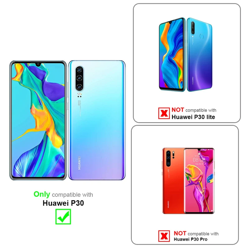 Cadorabo Hülle kompatibel mit Huawei P30 Schutzhülle mit Magnetverschluss, Standfunktion und Kartenfach