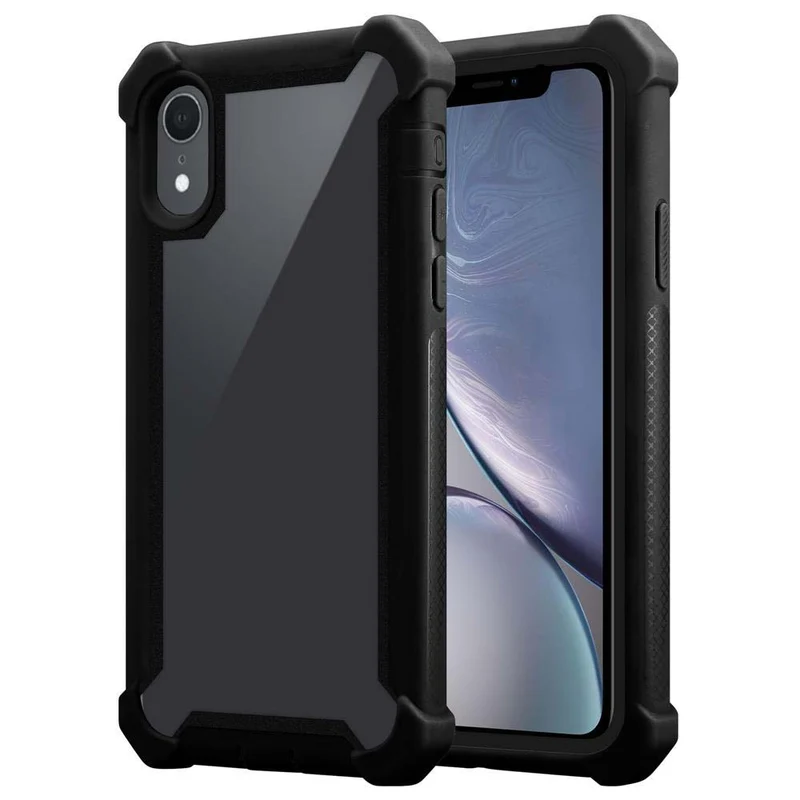 Cadorabo Hülle kompatibel mit Apple iPhone XR 2-in-1 Schutzhülle mit TPU Silikon-Rand und Acryl-Glas-Rücken