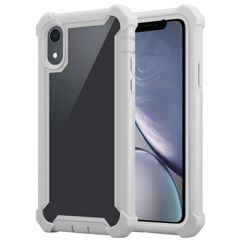 Cadorabo Hülle kompatibel mit Apple iPhone XR 2-in-1 Schutzhülle mit TPU Silikon-Rand und Acryl-Glas-Rücken