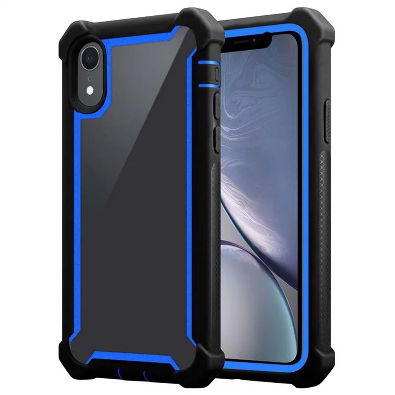 Cadorabo Hülle kompatibel mit Apple iPhone XR 2-in-1 Schutzhülle mit TPU Silikon-Rand und Acryl-Glas-Rücken