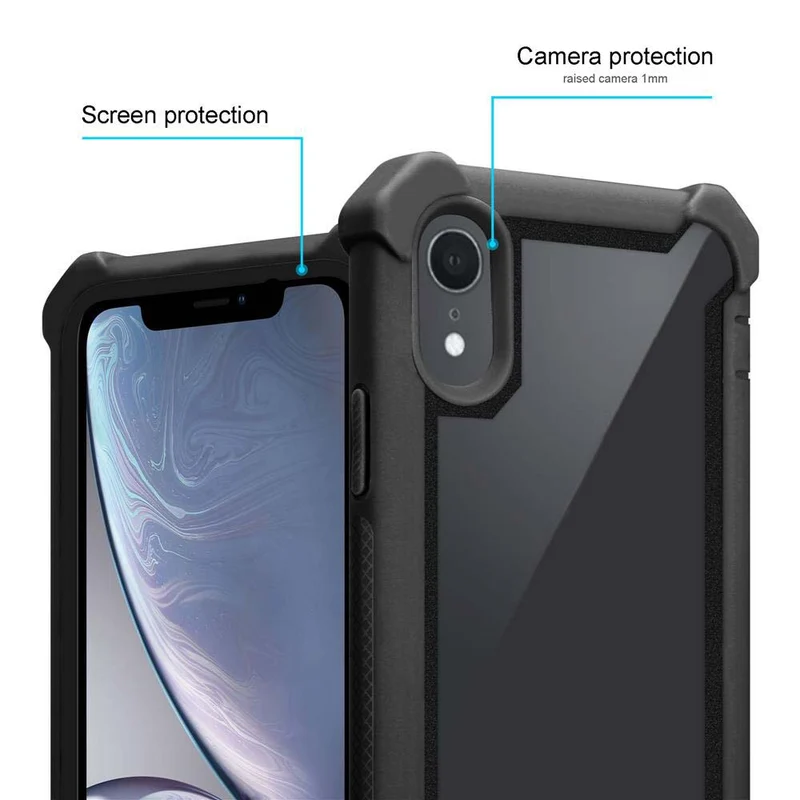 Cadorabo Hülle kompatibel mit Apple iPhone XR 2-in-1 Schutzhülle mit TPU Silikon-Rand und Acryl-Glas-Rücken