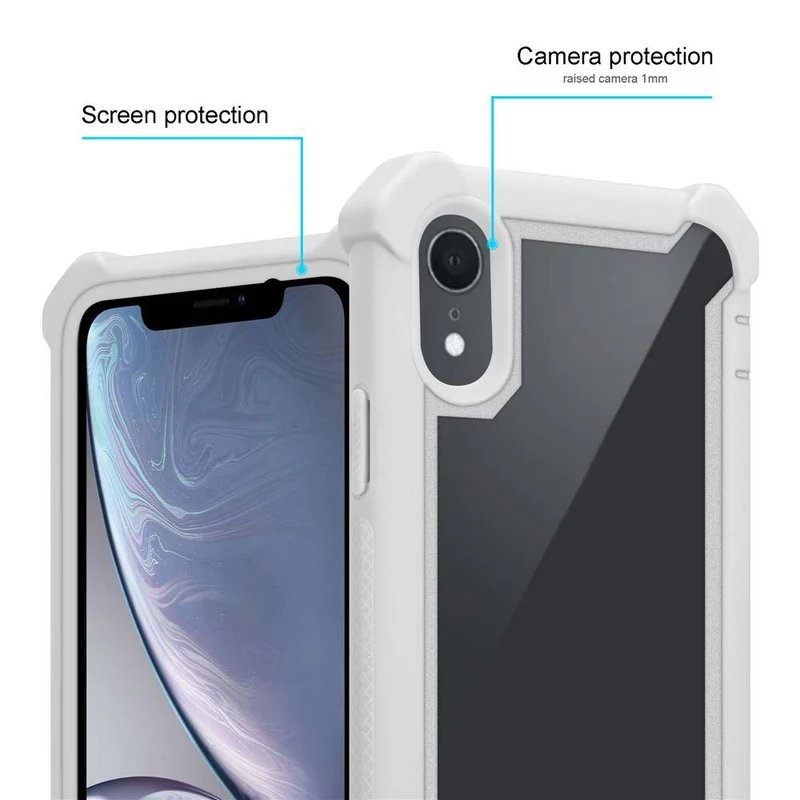 Cadorabo Hülle kompatibel mit Apple iPhone XR 2-in-1 Schutzhülle mit TPU Silikon-Rand und Acryl-Glas-Rücken