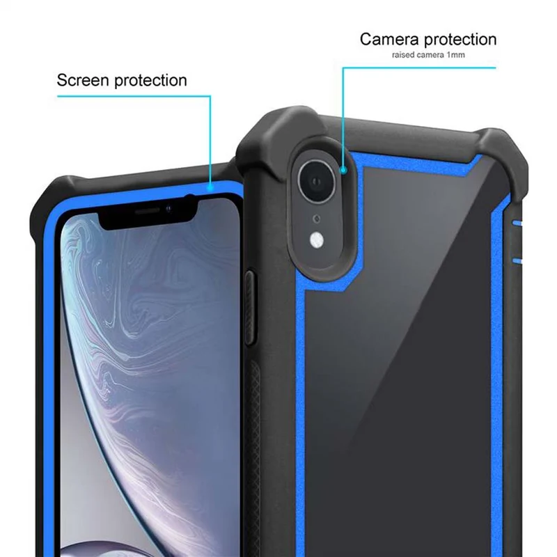Cadorabo Hülle kompatibel mit Apple iPhone XR 2-in-1 Schutzhülle mit TPU Silikon-Rand und Acryl-Glas-Rücken