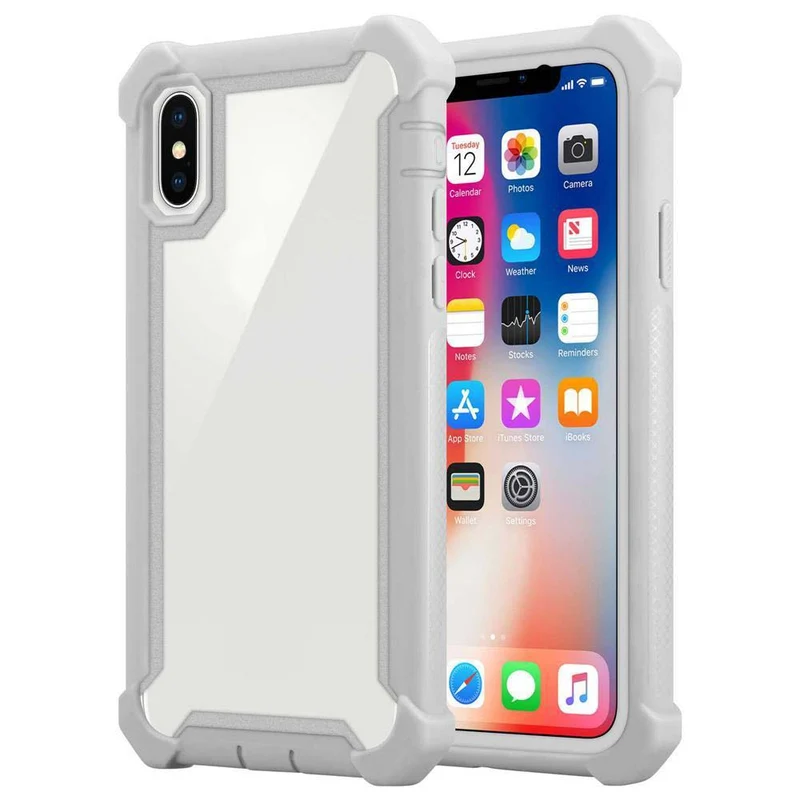 Cadorabo Hülle kompatibel mit Apple iPhone XS MAX 2-in-1 Schutzhülle mit TPU Silikon-Rand und Acryl-Glas-Rücken