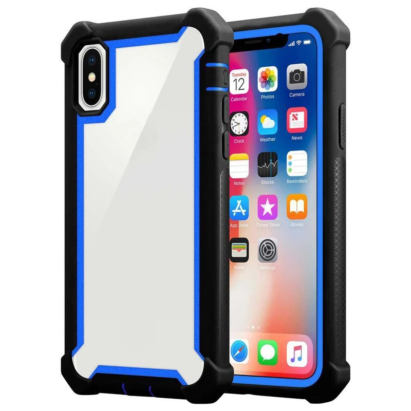 Cadorabo Hülle kompatibel mit Apple iPhone XS MAX 2-in-1 Schutzhülle mit TPU Silikon-Rand und Acryl-Glas-Rücken
