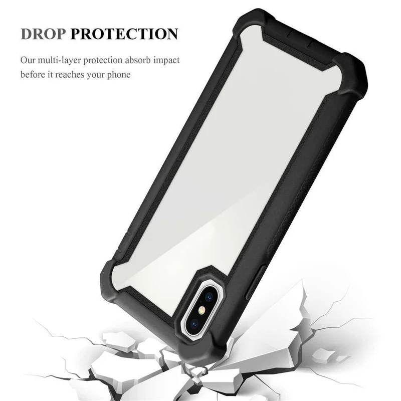 Cadorabo Hülle kompatibel mit Apple iPhone XS MAX 2-in-1 Schutzhülle mit TPU Silikon-Rand und Acryl-Glas-Rücken