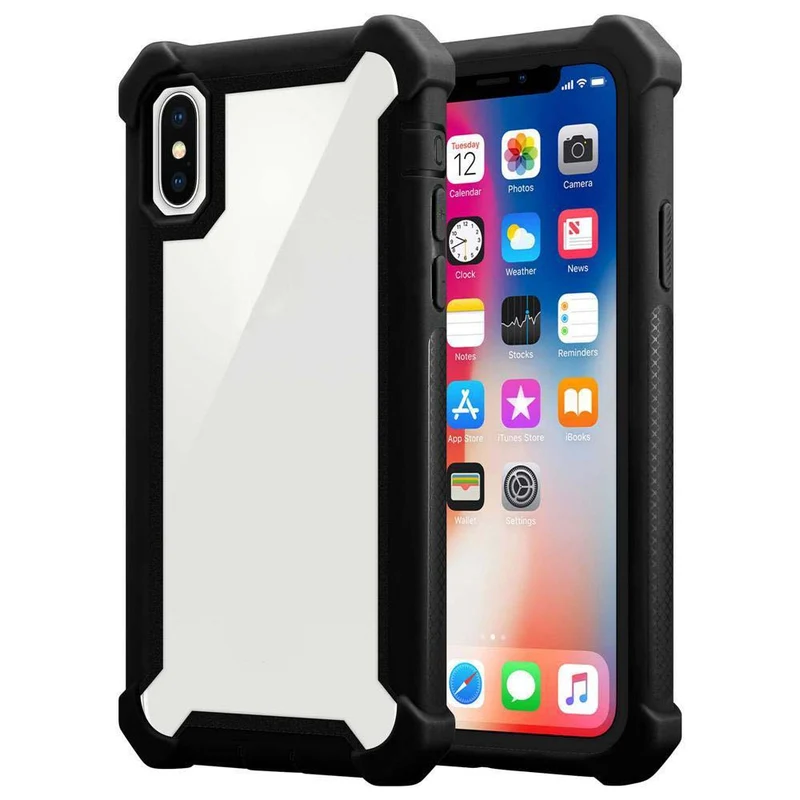 Cadorabo Hülle kompatibel mit Apple iPhone X / XS 2-in-1 Schutzhülle mit TPU Silikon-Rand und Acryl-Glas-Rücken
