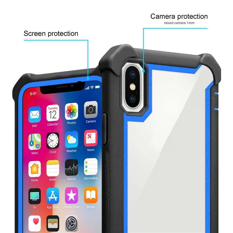 Cadorabo Hülle kompatibel mit Apple iPhone X / XS 2-in-1 Schutzhülle mit TPU Silikon-Rand und Acryl-Glas-Rücken