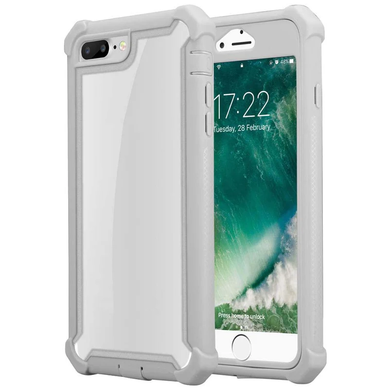 Cadorabo Hülle kompatibel mit Apple iPhone 7 PLUS / 7S PLUS / 8 PLUS 2-in-1 Schutzhülle mit TPU Silikon-Rand und Acryl-Glas-Rücken