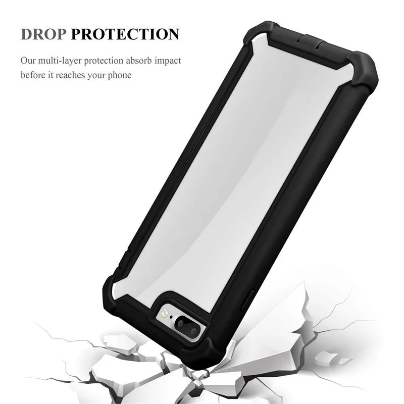 Cadorabo Hülle kompatibel mit Apple iPhone 7 PLUS / 7S PLUS / 8 PLUS 2-in-1 Schutzhülle mit TPU Silikon-Rand und Acryl-Glas-Rücken