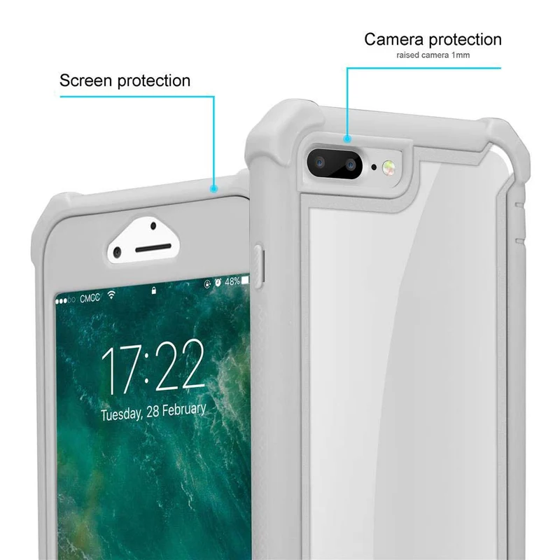 Cadorabo Hülle kompatibel mit Apple iPhone 7 PLUS / 7S PLUS / 8 PLUS 2-in-1 Schutzhülle mit TPU Silikon-Rand und Acryl-Glas-Rücken