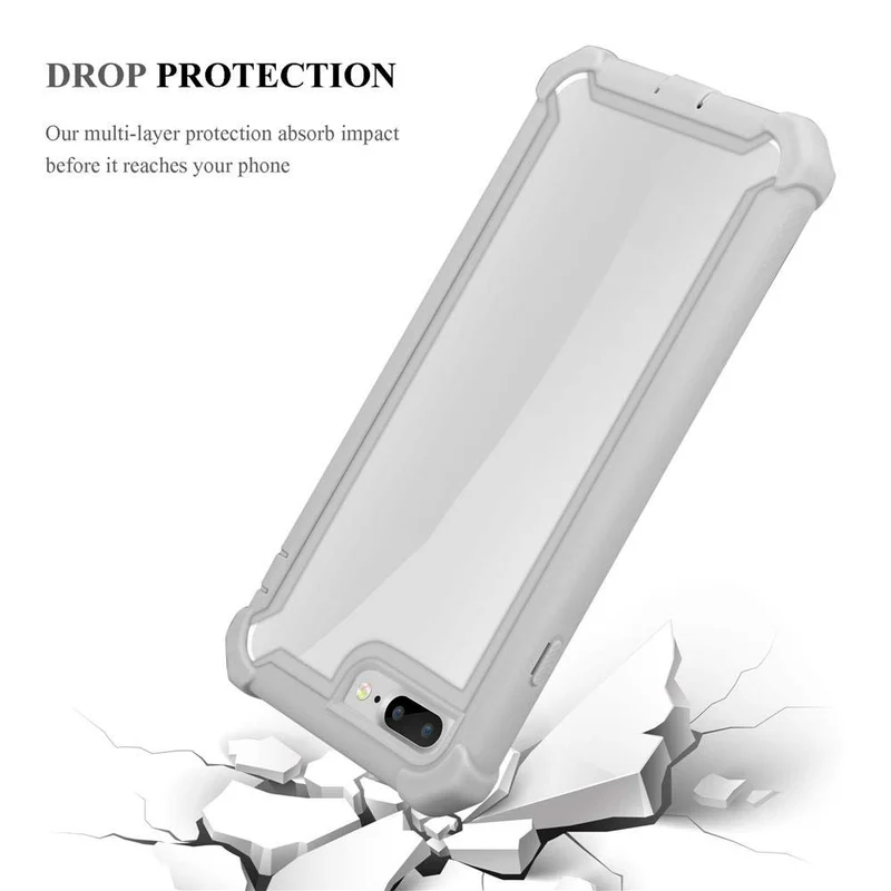 Cadorabo Hülle kompatibel mit Apple iPhone 7 PLUS / 7S PLUS / 8 PLUS 2-in-1 Schutzhülle mit TPU Silikon-Rand und Acryl-Glas-Rücken
